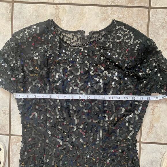 Stenay Silk Vintage Sequin Black Short Dress size 10 - Picture 5 of 15